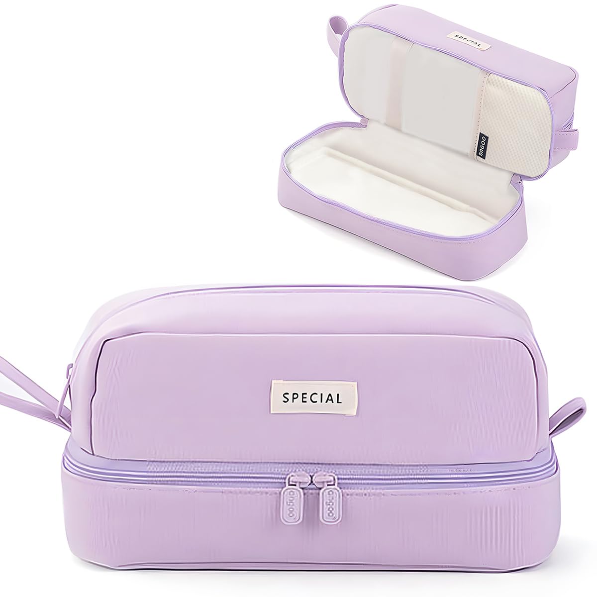MAMUNU Large Pencil Case for Boy Girl Big Capacity Aesthetic Pencil Case with 2 Compartments and Handle