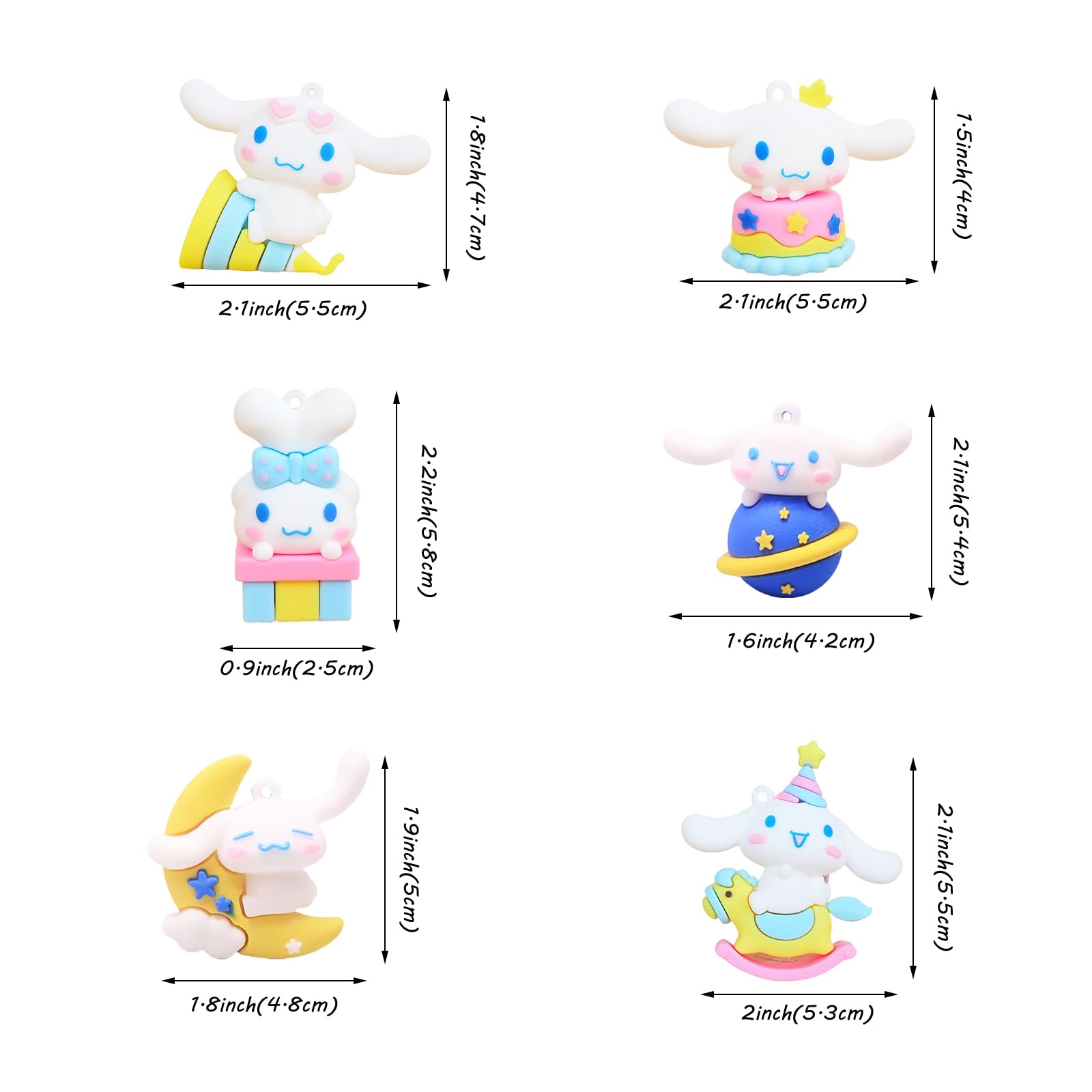 Educatgame Cute Kawaii Cake Topper Set - Great for Theme Birthday Parties, Supplies - Includes 6 Figures - Anime Fans or Friends Gifts (Style 1)