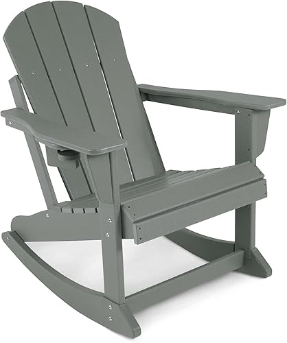 ABCPATIO Adirondack - Mecedoras resistentes a la intemperie, silla de patio al aire libre con soporte para tazas, ancho de asiento de 20 pulgadas,