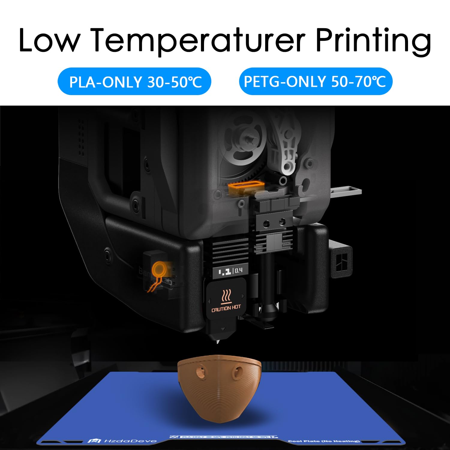 HzdaDeve verbesserte Kühlplatte für H2C/A2L Combo niedrige Temperatur kalte Bauplatte 335x346.5MM doppelseitige glatte Plattenbett PEI Plattform für Bambus Lab 3D-Drucker (keine Heizung/kein Kleber)