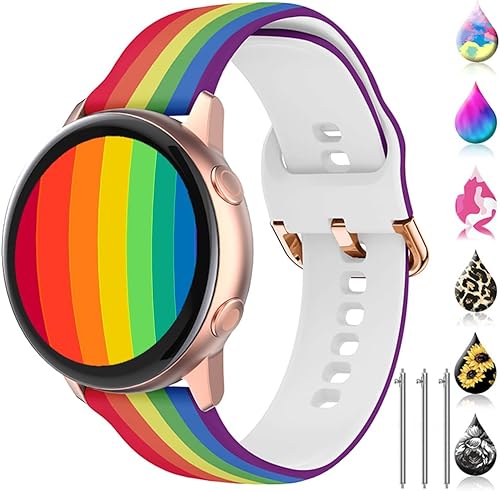 TOOLAIK Correa de reloj floral de 0.866 pulgadas compatible con Samsung Galaxy Watch 3 de 1.772 pulgadasGear S3 FrontierClassic, correa de silicona