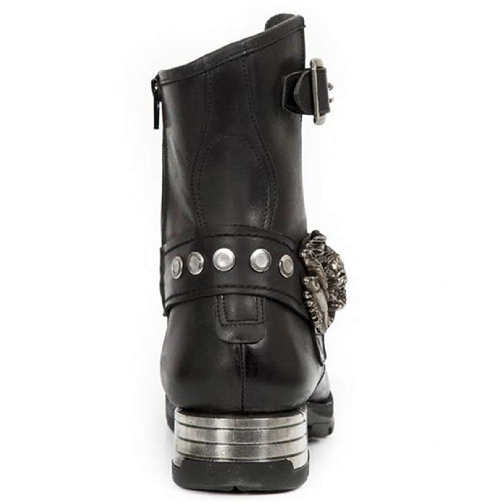 rackbone DJFOG Herren-Ritterstiefel, Biker-Stiefel, kurze Reitstiefel, mittelalterliche PU-Leder-Steampunk-Stiefel mit Totenkopf-Dekoration – Vintage-Stickerei, Western-Cowboy-Stiefel