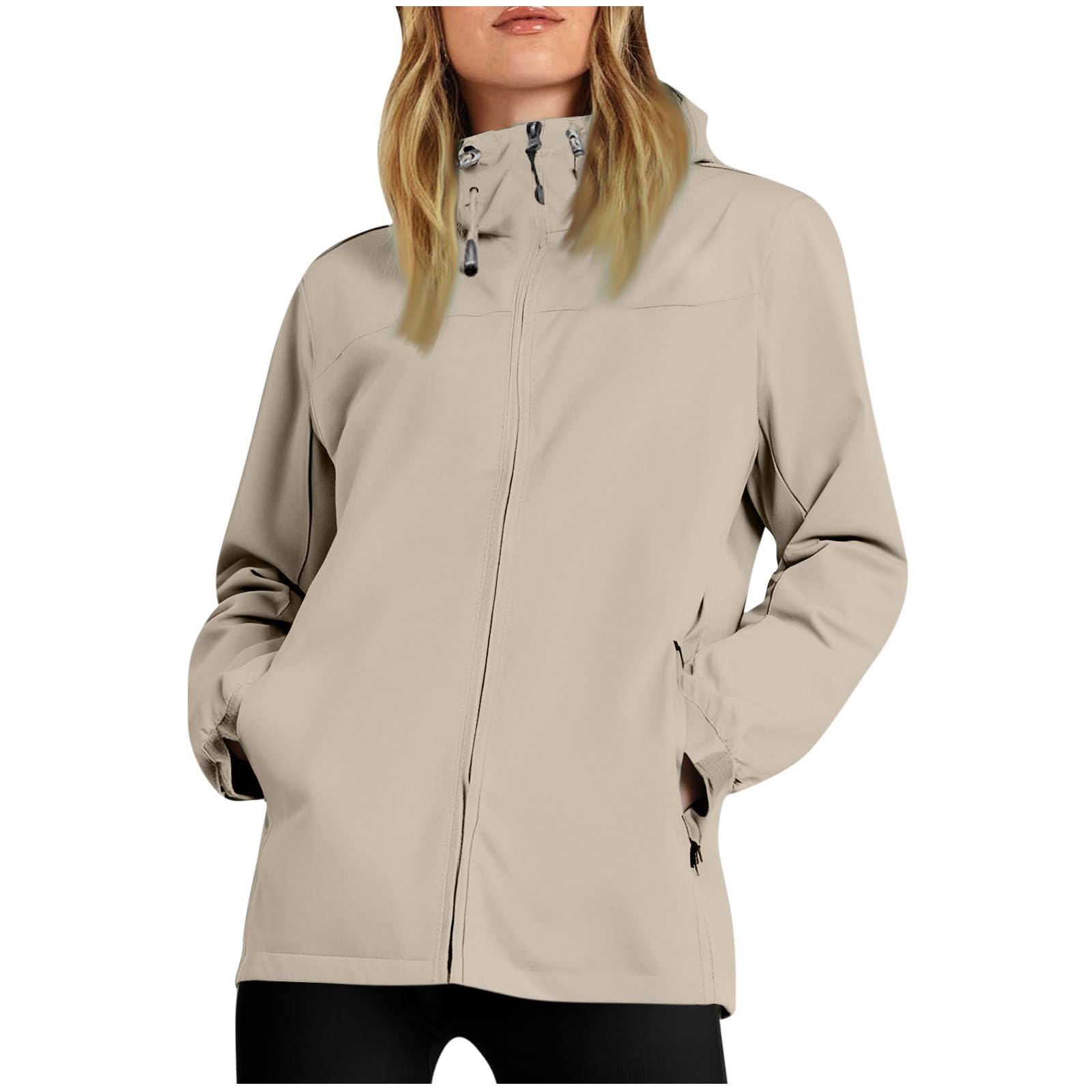 Plus Size Rain Jacket Women Waterproof Hooded Raincoats Travel Hiking Rain Coat Packable Windbreaker with Pockets — view 15
