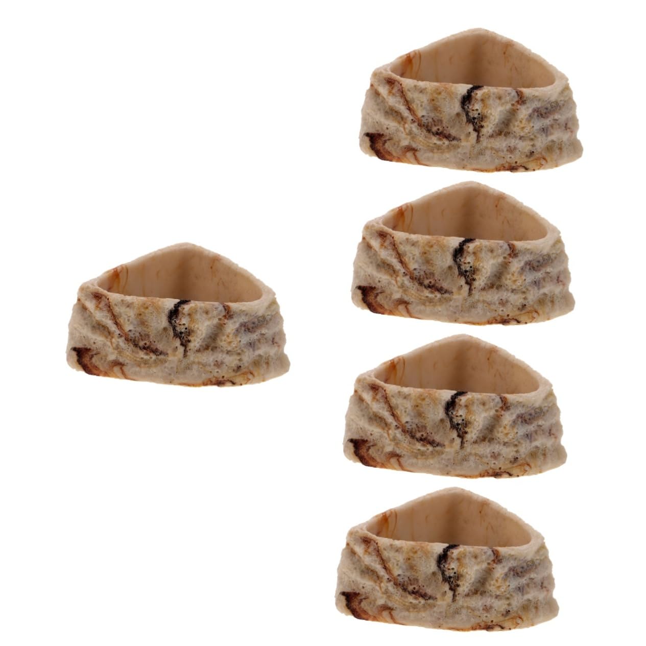 INOOMP 5piezas Tazón De Resina para Reptiles y Animales Pequeños Comedero y Bebedero De Diseño Natural para Terrarios y Hábitats Fácil De Limpiar y Práctico para Alimentación y