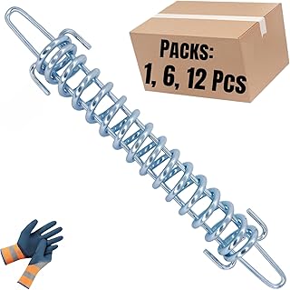 6 Pcs Heavy-Duty Electric Fence Tension Spring, Measure and Maintaining High Fence Tension, Galvanized Steel Livestock Spring, Spring Length: 13.8 in, Weight 1.25 lbs