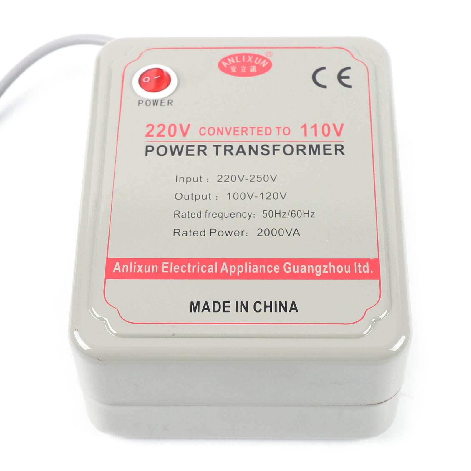 Transformador de tensión de 230 V a 110 V, convertidor de 2000 W para todos los dispositivos electrónicos y eléctricos (hasta potencia nominal)