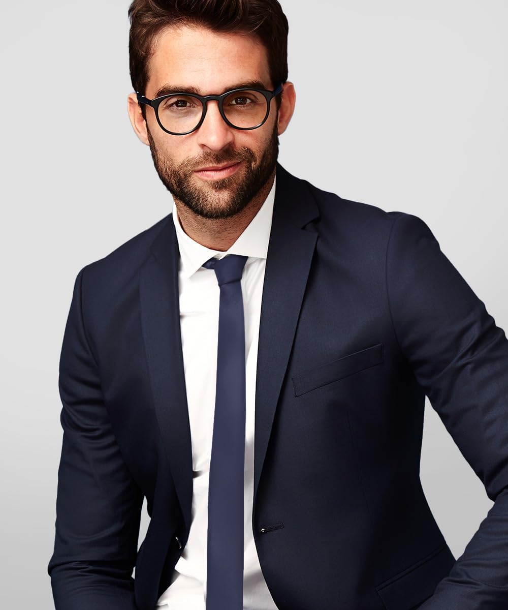Solid Slim Skinny Ties for Men & Women - Silky Satin Thin Men's Pencil Ties