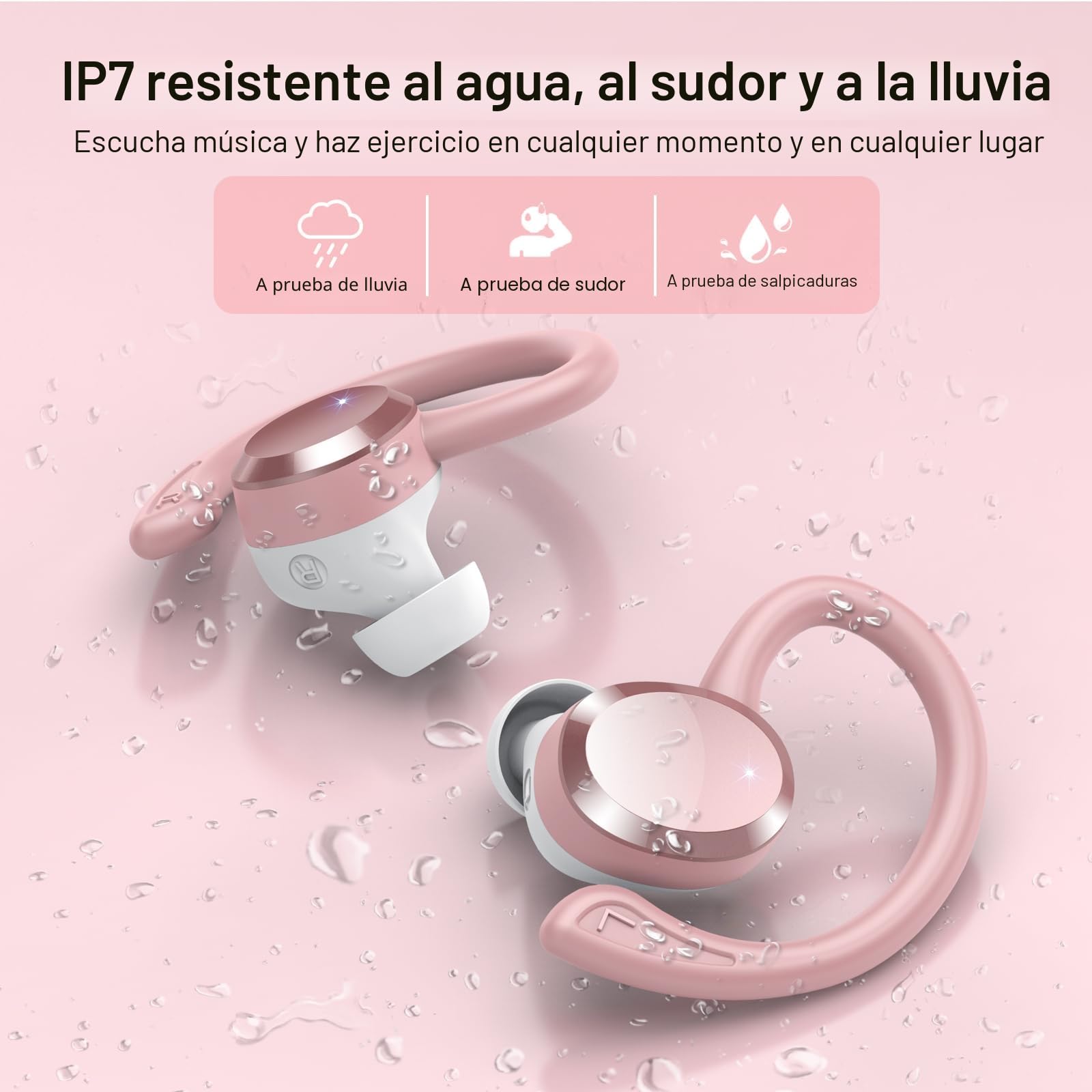 Auriculares Inalambricos Deportivos, Bluetooth 5.4 con HD Micrófono HiFi Estéreo Pantalla LED, 54H de Reproducción con Cancelacion Ruido ENC, IP7 Impermeable Cascos Inalambricos, Ajuste Cómodo