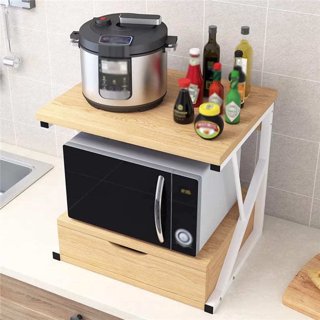 Support de micro-ondes en bois à 2 niveaux et support de rangement for comptoir de cuisine