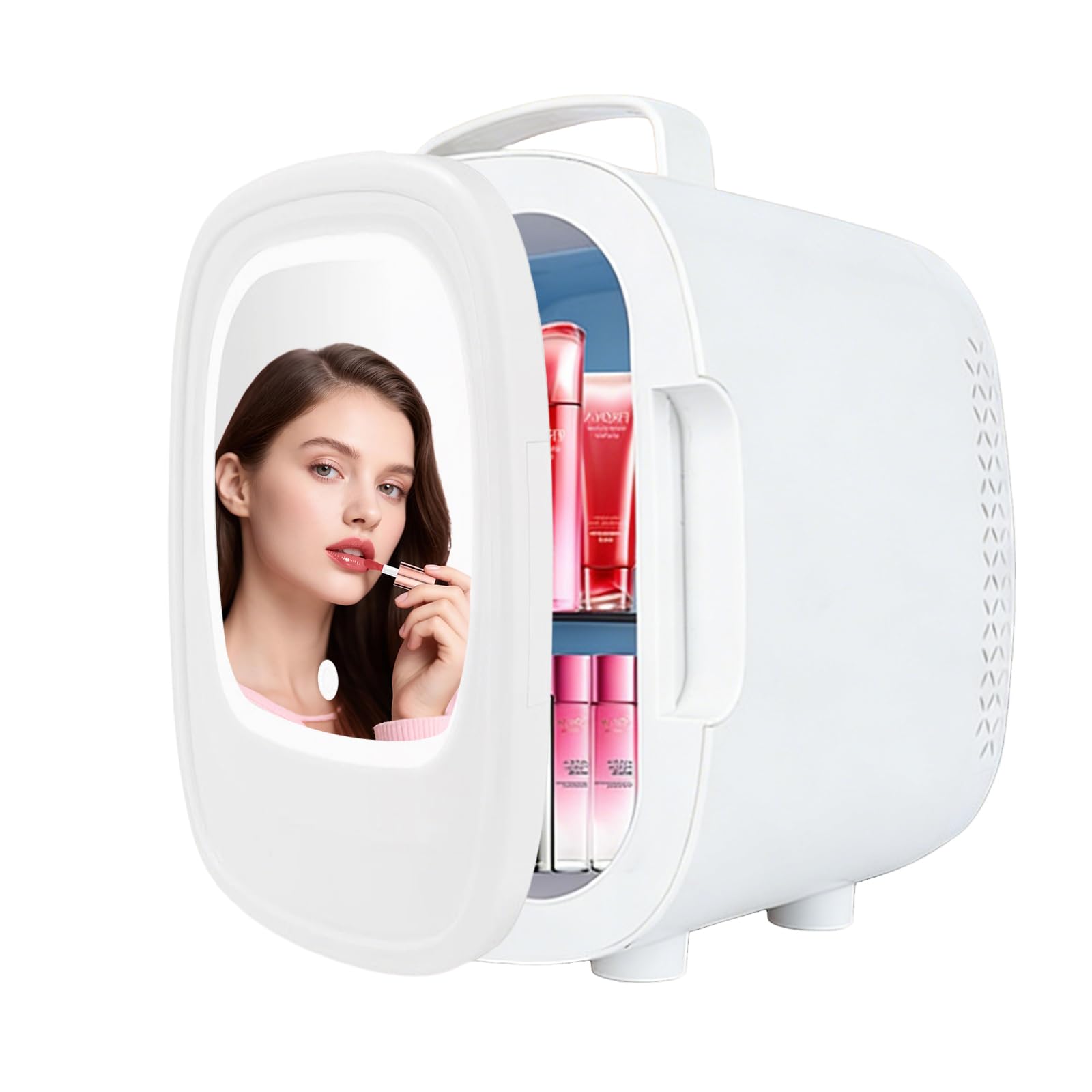 6L Portable Mini Fridge for Skincare with LED Mirror, Thermoelectric Cooler & Warmer for Bedroom, Office, Car – Compact Makeup Refrigerator for Beauty Products, Drinks