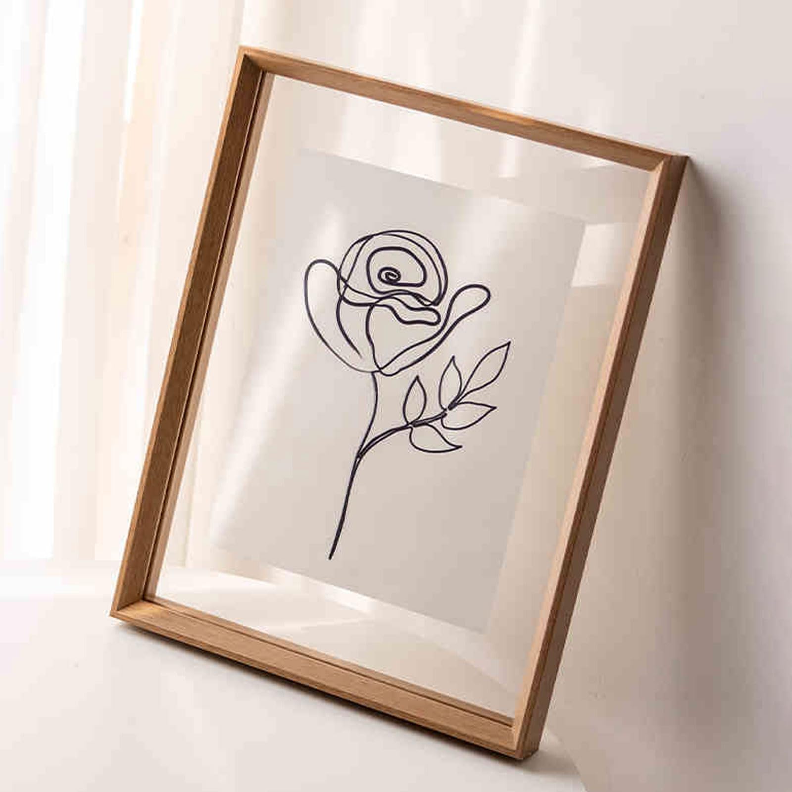 Double Sided Floating Photo Frame, Double Sided Floating Glass Picture Frame Walnut Multiple Sizes(Wood Grain,8k [26.5 * 38cm])