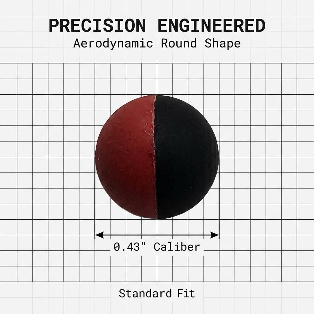 .43 Cal Pepper Ball Projectiles 20 Count – PAVA Filled Hard Shell Impact Rounds Compatible with .43 Cal Launchers – Break-On-Impact Design for Controlled Dispersion and Consistent Function