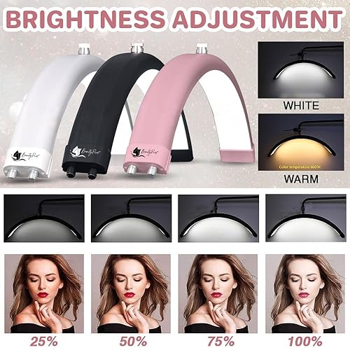 Miniatura 5 de BeautyPros Luz de pestañas para tecnología de pestañas, luz LED de media luna, luz esteticista para pestañas, estudios de maquillaje, artistas,