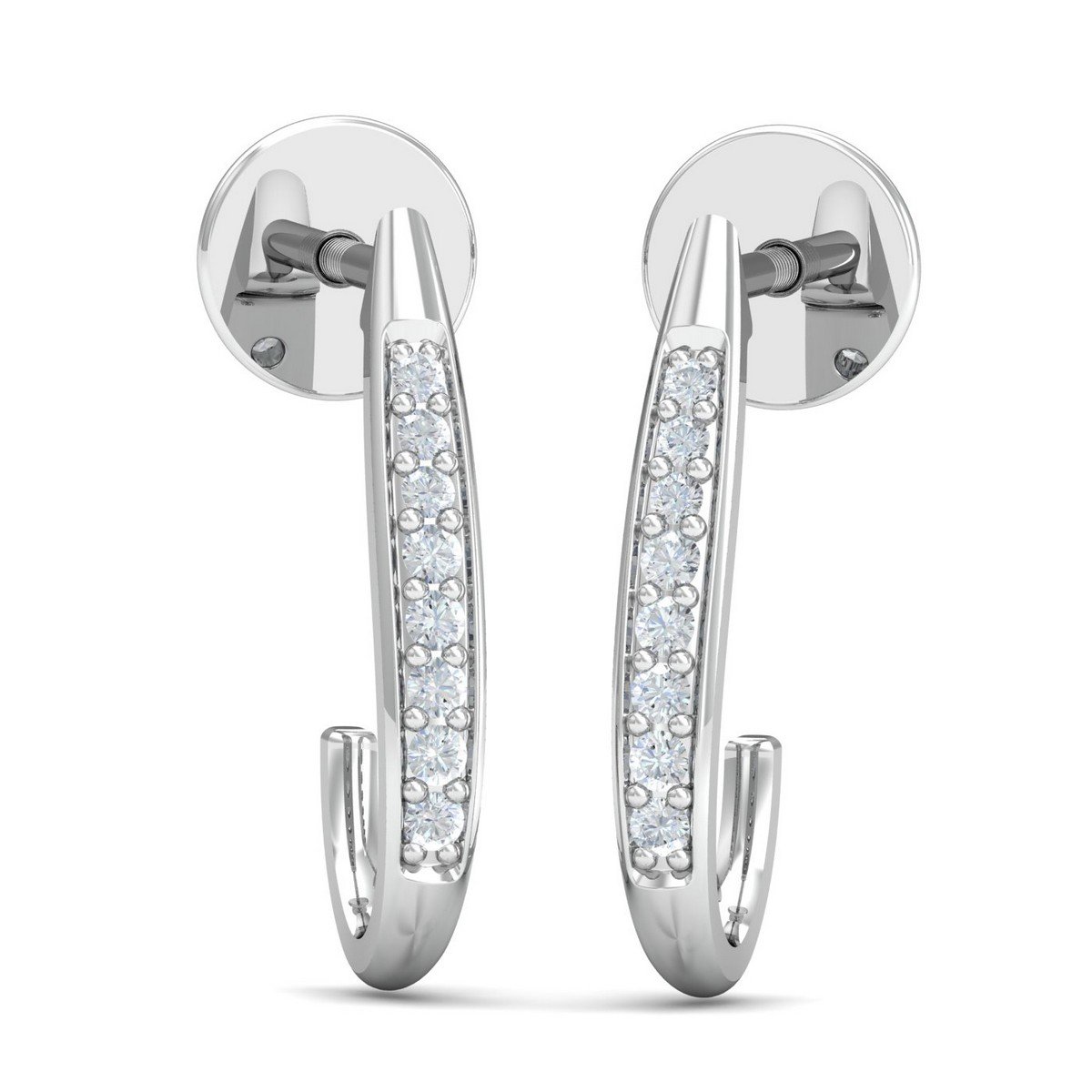 kuberbox White Gold and Diamond Valerie J Hoop Earrings-picture-23