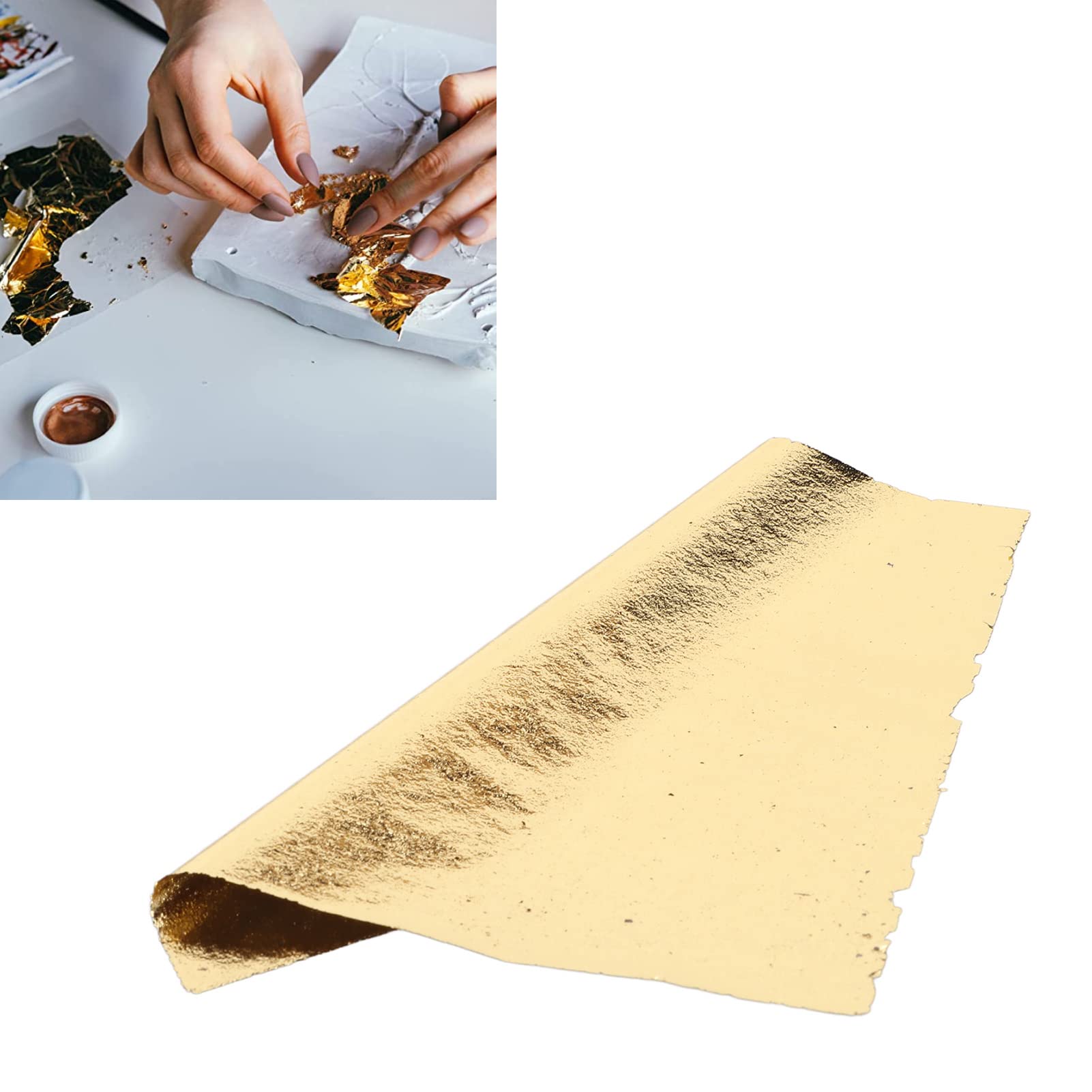 500 Hojas de Pan de Oro, Pan de Oro de Imitación Multiusos de Moda para Artes, Dorado, Manualidades, Pintura, Decoración, Fácil de Manejar, No Comestible