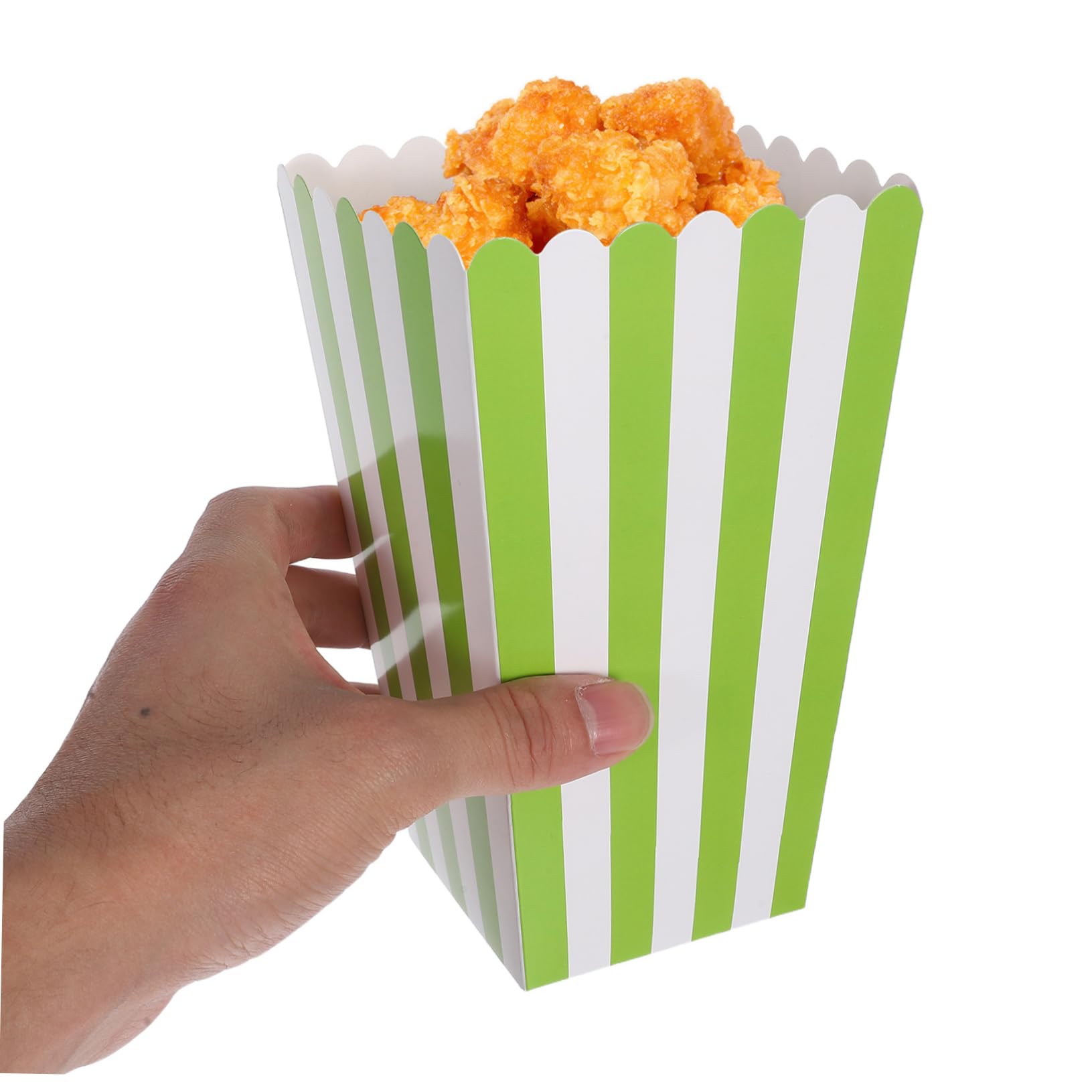 COLLBATH 40 Grün Gestreifte Popcornschachteln aus Papier Einfach Stapelbar und Multifunktional für Karnevalspartys und Snacks Wie Kekse und Bonbons