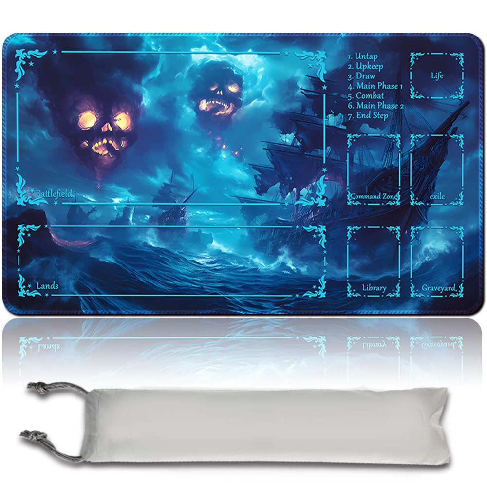 MTG Play Mat MTG PlayMat 60 cm x 35 cm, Original Art, Non-Slip TCG Play Mat with Rubber Base and Stitched Edges, Commander TCG Rollable & Foldable Card Mat (with Zone, mtg48-3)