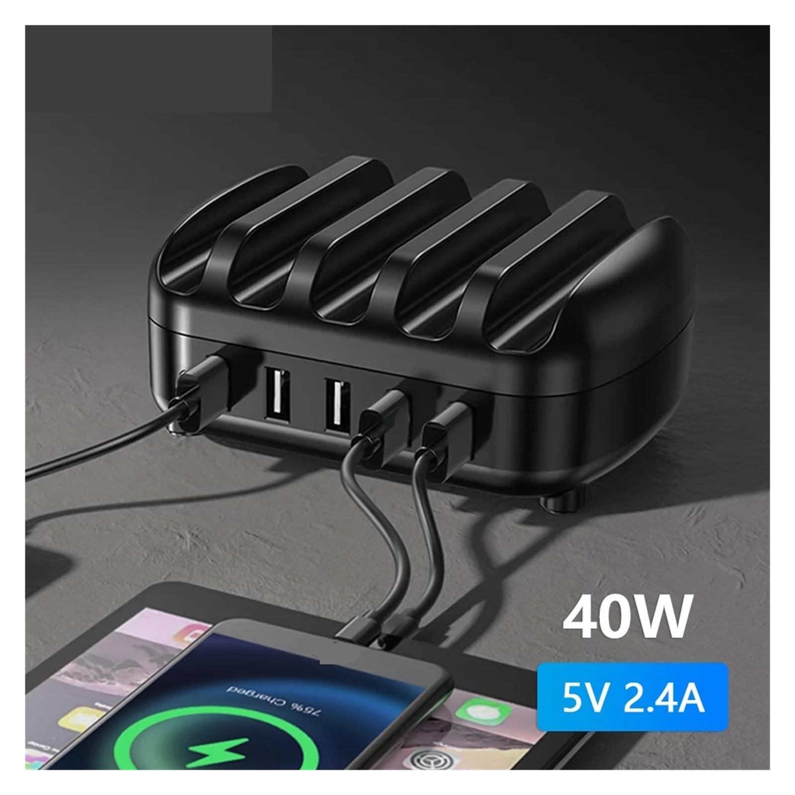 Wieloportowa Stacja Dokująca Do Ładowania USB Stojak Z Wieloma Wtyczkami Adapter Ładowarki 5 USB A Zasilacz Do Smartfona Z Telefonem Komórkowym Szybki Sejf(White)