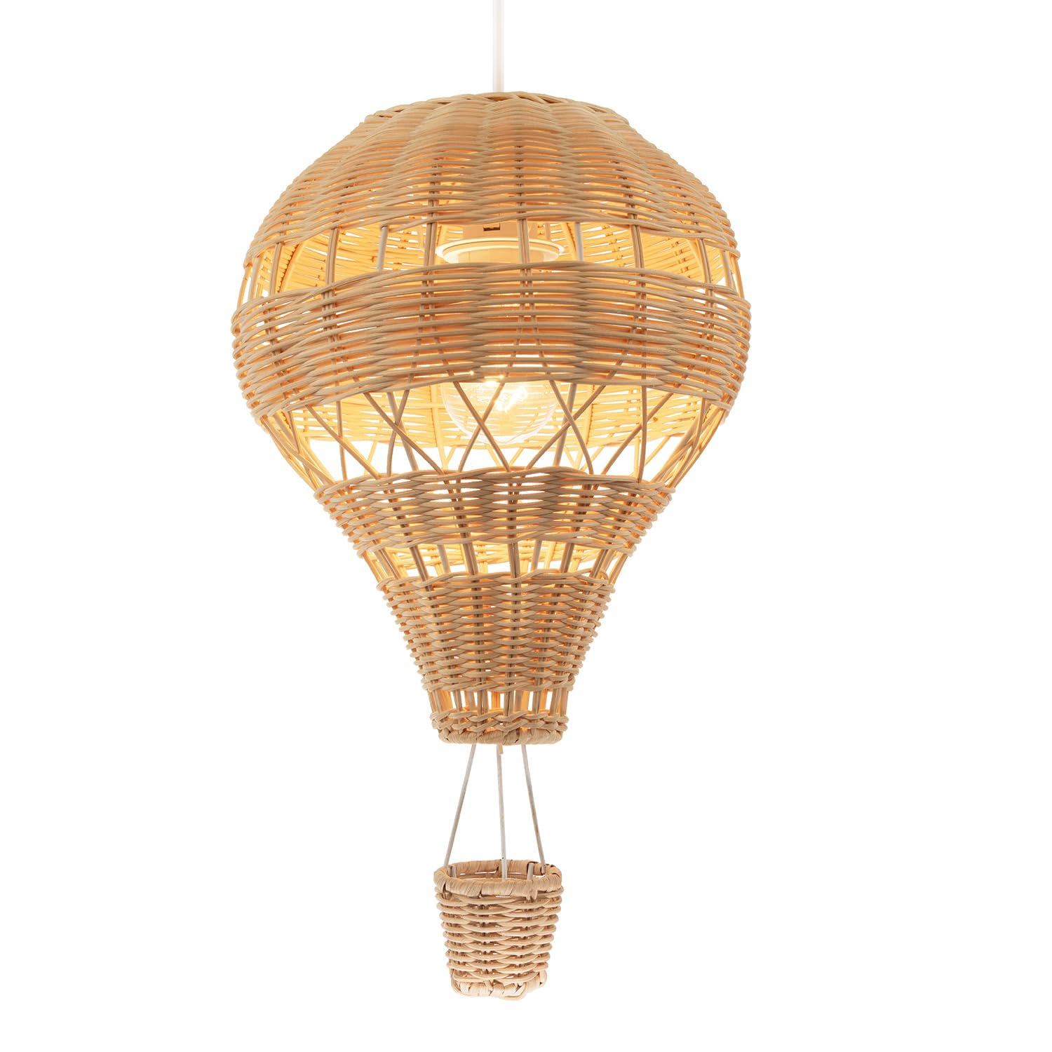 Quirky Hot Air Balloon Natural Rattan Easy Fit Ceiling Pendant Lighting Shade| 42cm x 25cm | Fun and Modern Design by Happy Homewares