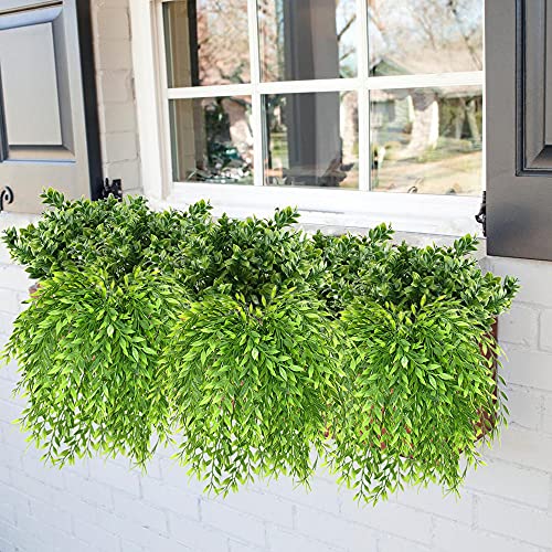 Lovenimen Artificial Weeping Willow, Plastic Plants Greenery Shrubs, Fake Hanging Vine Ivy Garland Outdoor Indoor Home Garden Verandah Parterre Wall Baskets Table Decoration Uv Resistant 4 Pcs #TOP1