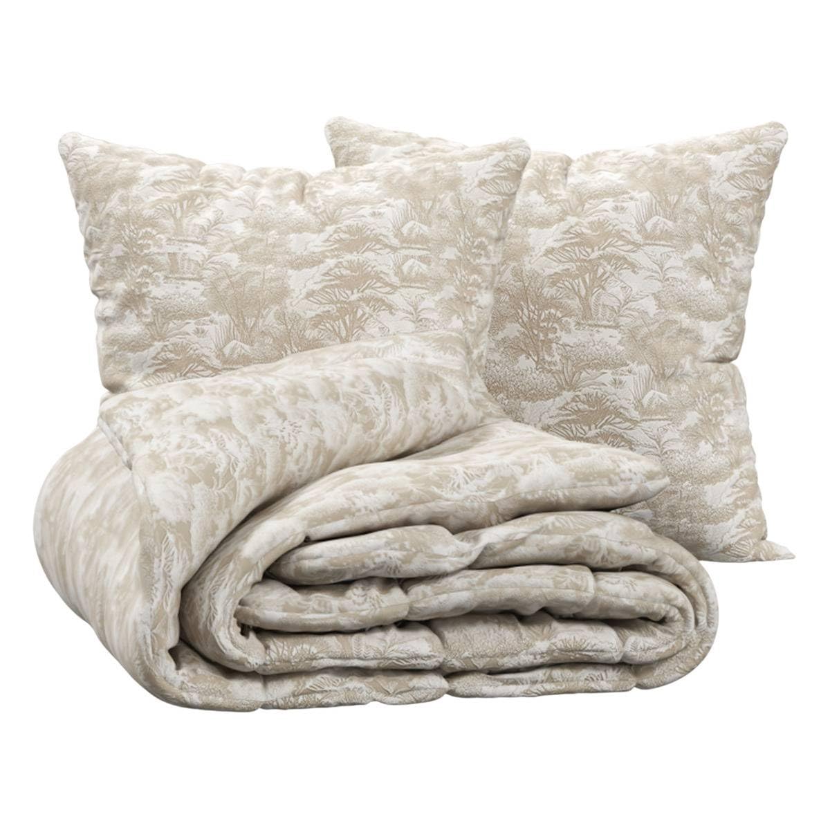 Atmosphera - Parure de lit jouy 220x240cm Beige