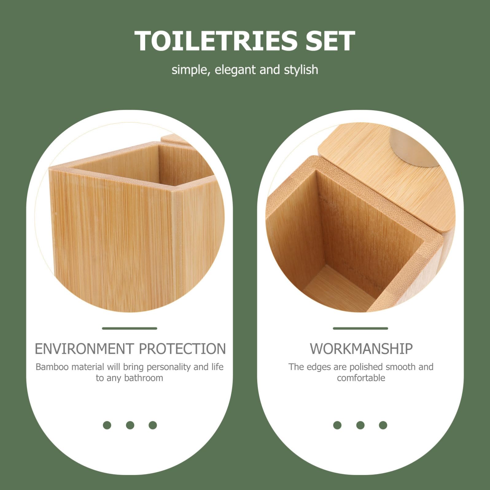 Set Accessori Bagno in Ceramica e Legno di Bambù 4 Pezzi Design Stabile e Pratico per Uso Quotidiano in Bagno