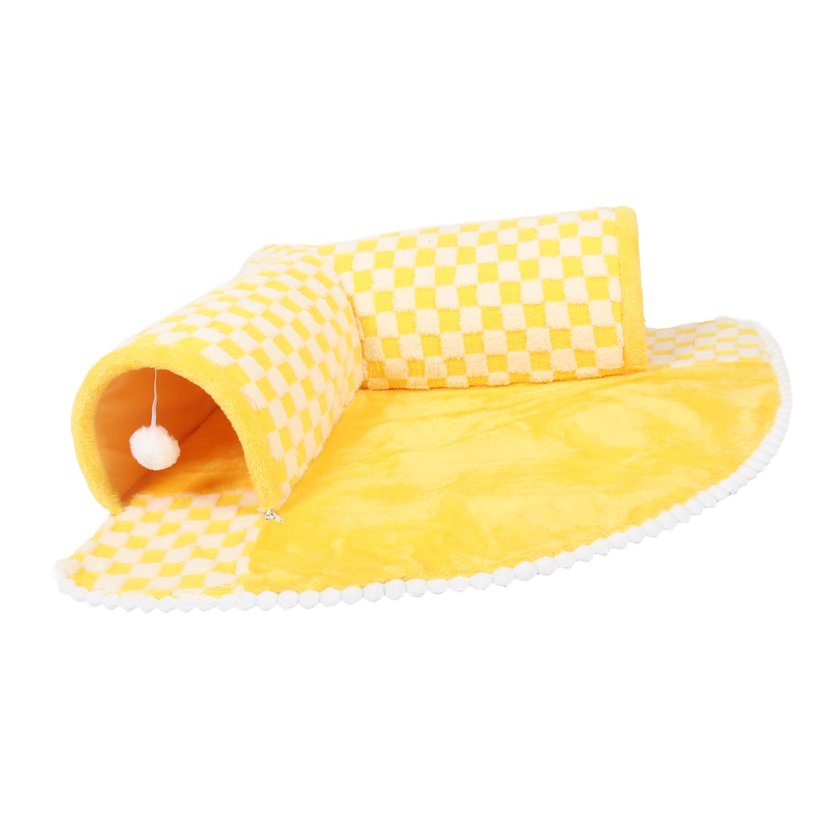 2 Piezas de Alfombra para túnel de Gato, Cama de Felpa Desmontable y Lavable para Gatos, Cama-túnel Suave y Plegable con cojín Desmontable para Gatos de Interior, Acogedor