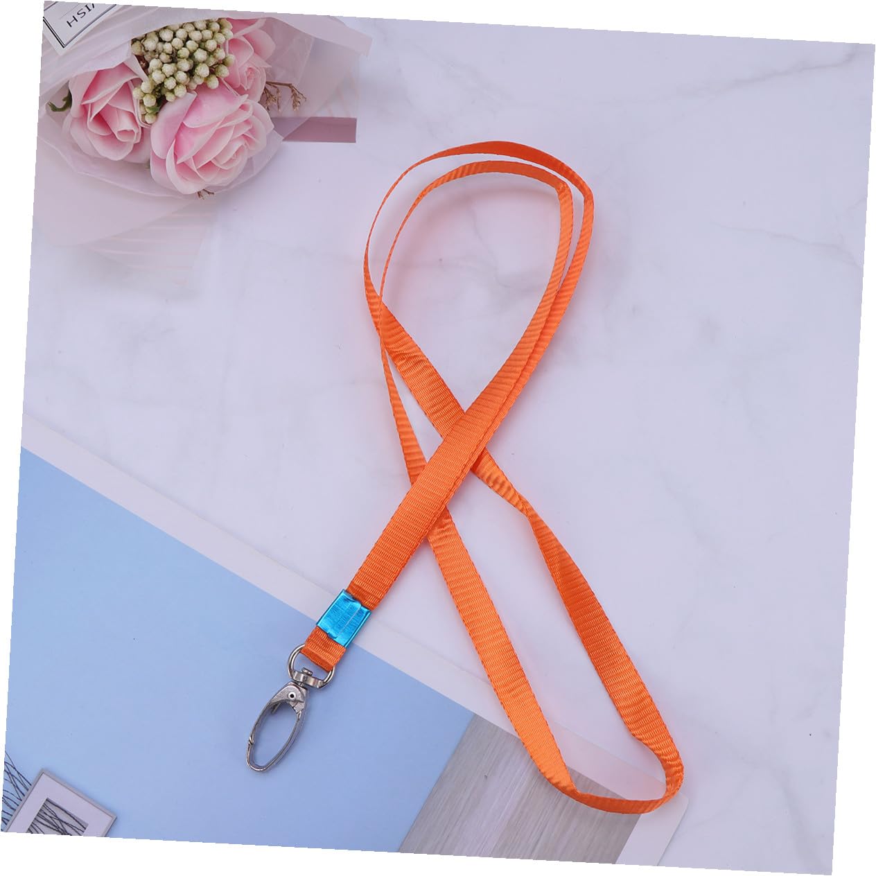 Cordino Badge Collo Piatto con Clip, 50 Pezzi, Tessuto Arancia