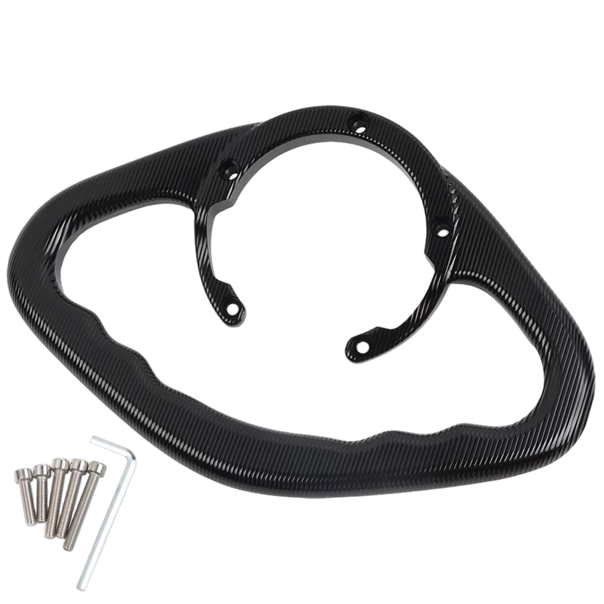 Motorcycle Passenger Handles, 5-Hole Metal Grab Bars for Rear Seat & Tank, Motorcycle Safety Grip Accessories, Black