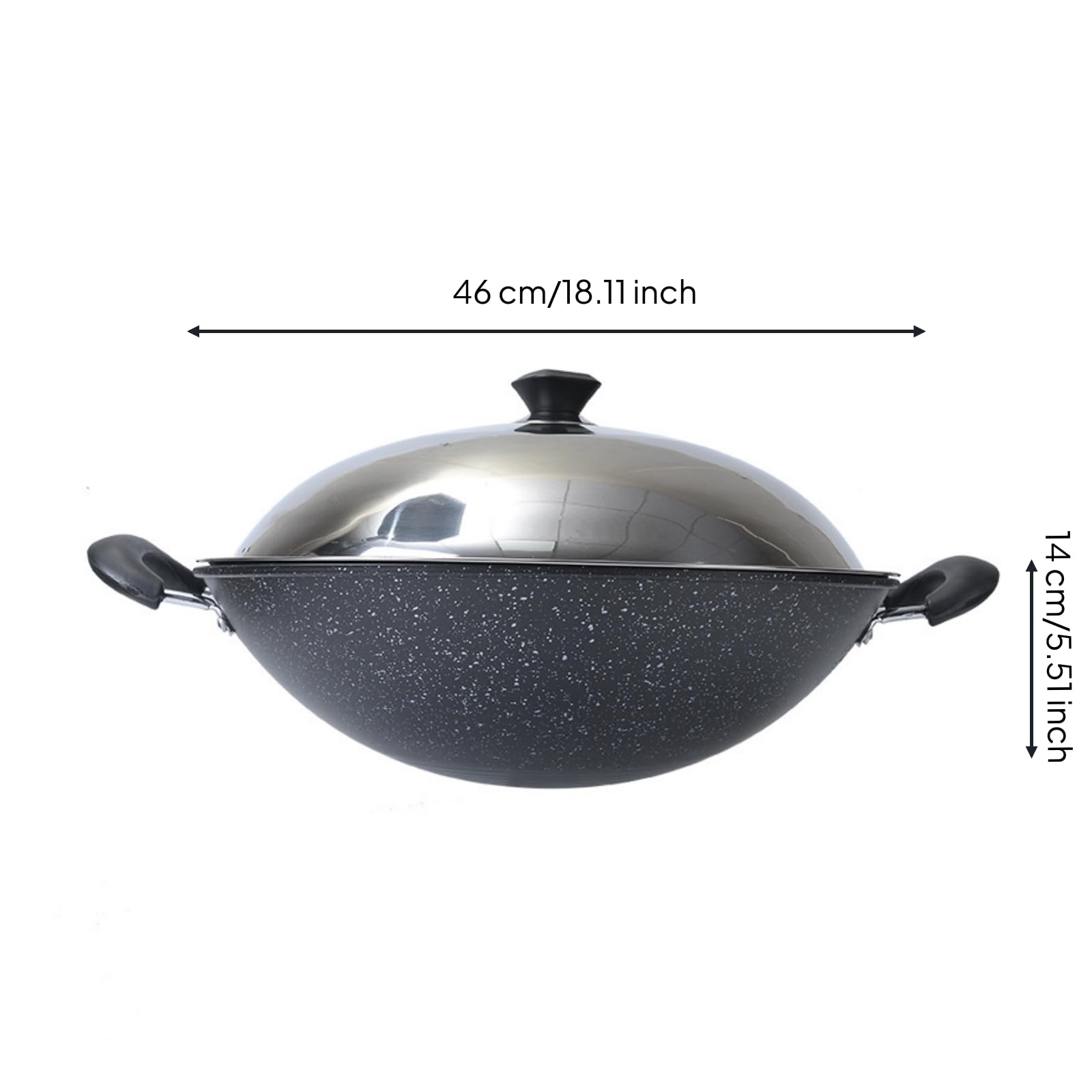 Wok Hierro Fundido con Tapa Uniforme, 46CM Piedra A