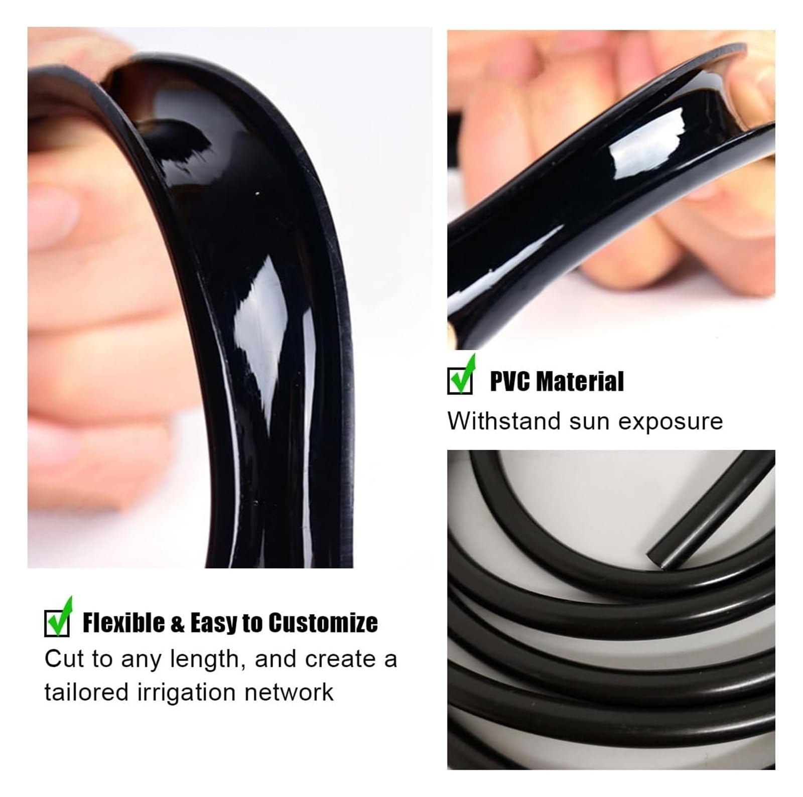 Tubo for microirrigazione 10-30M ID 4mm OD 7mm Nero for da giardino | Tubo gocciolante da 10-30 metri, diametro 4 mm/7 mm, tubo for irrigazione in PVC for aiuole rialzate(30m)
