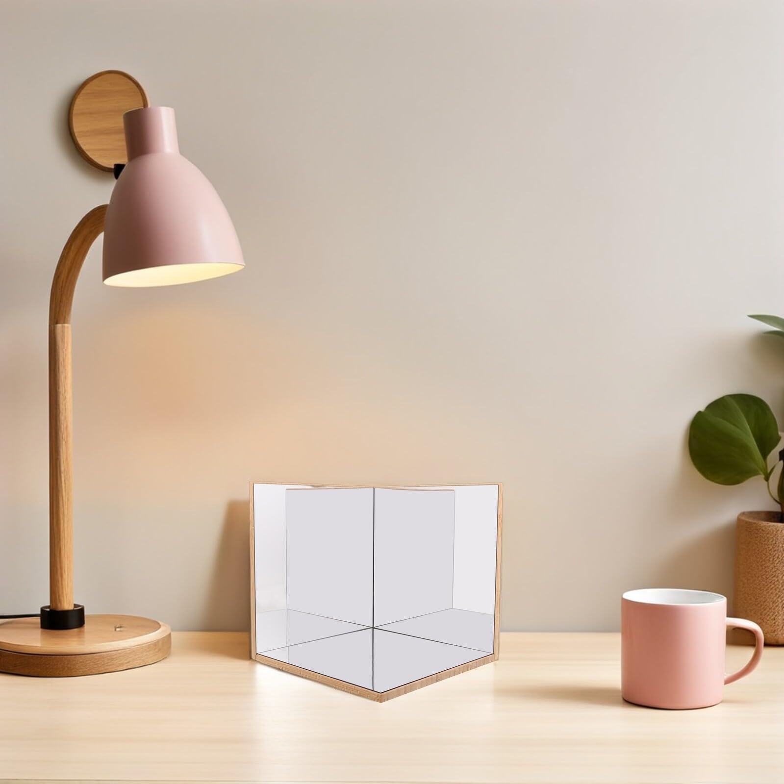 Specchio Montessori per Bambini Angolo Retto in Legno e Vetro, Gioco Sensoriale Portatile per Sviluppo Stem, Adatto per Casa e Scuola Materna