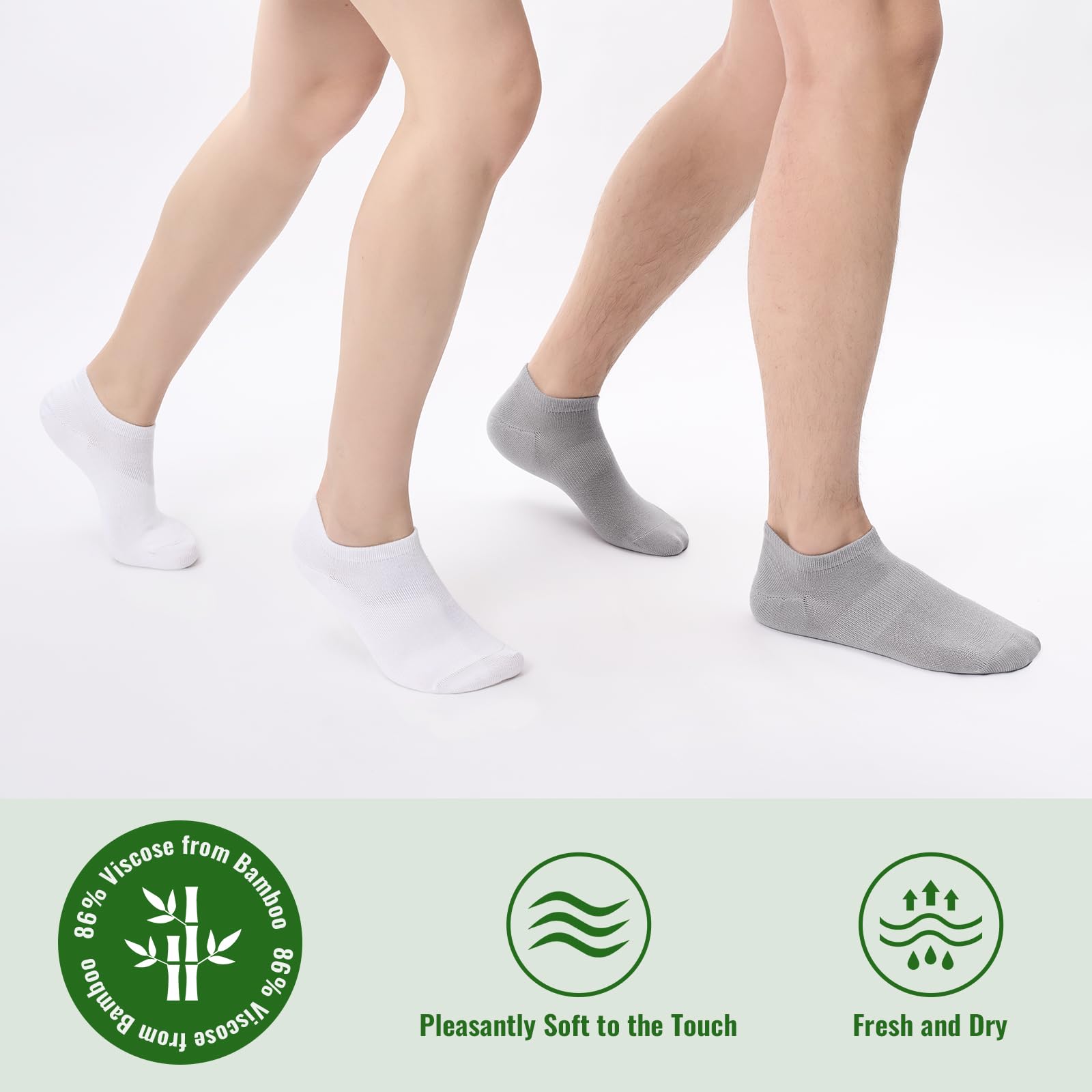 Niorasen Calcetines Invisibles Hombre y Mujer de Bambú 6 Pares, Pinkies Unisex Transpirables con Silicona Antideslizante, Calcetines Bajos para Zapatillas y Mocasines, Talla 35-50 - 5