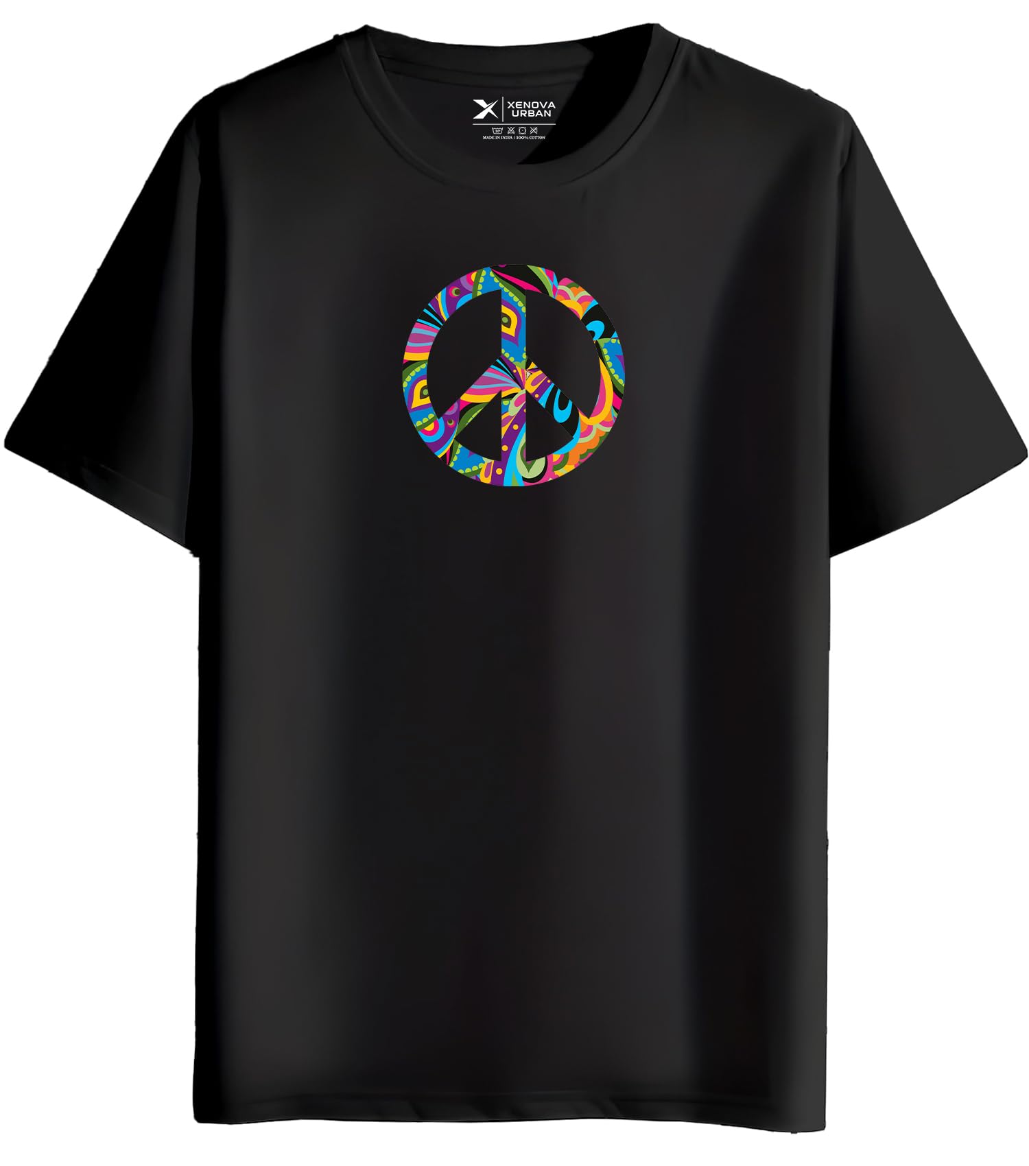 xenovaurban Men's Graphic Printed RN-Peace Round Neck Regular and Plus Size Cotton T-Shirt-picture-23