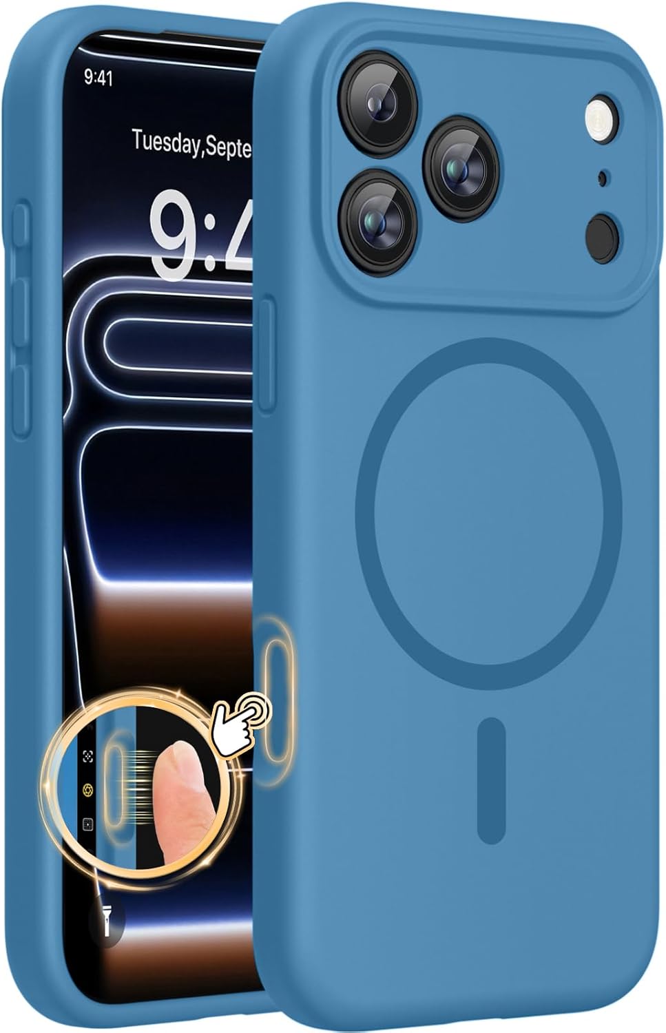 Miracase Magnetic for 17 Pro Max Case, Compatible with MagSafe, Integrated Silicone Camera Control Cover, 3.0mm Thicken Shockproof Drop Protection Phone Case for 17 ProMax, Capri Blue Capri Blue iPhone 17 Pro Max