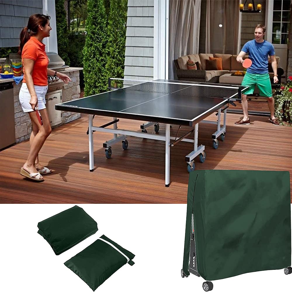 Copertura per tavolo da ping pong da patio, 210D, impermeabile, per interni ed esterni, pieghevole, protezione antipolvere per tavoli da ping pong (verde)