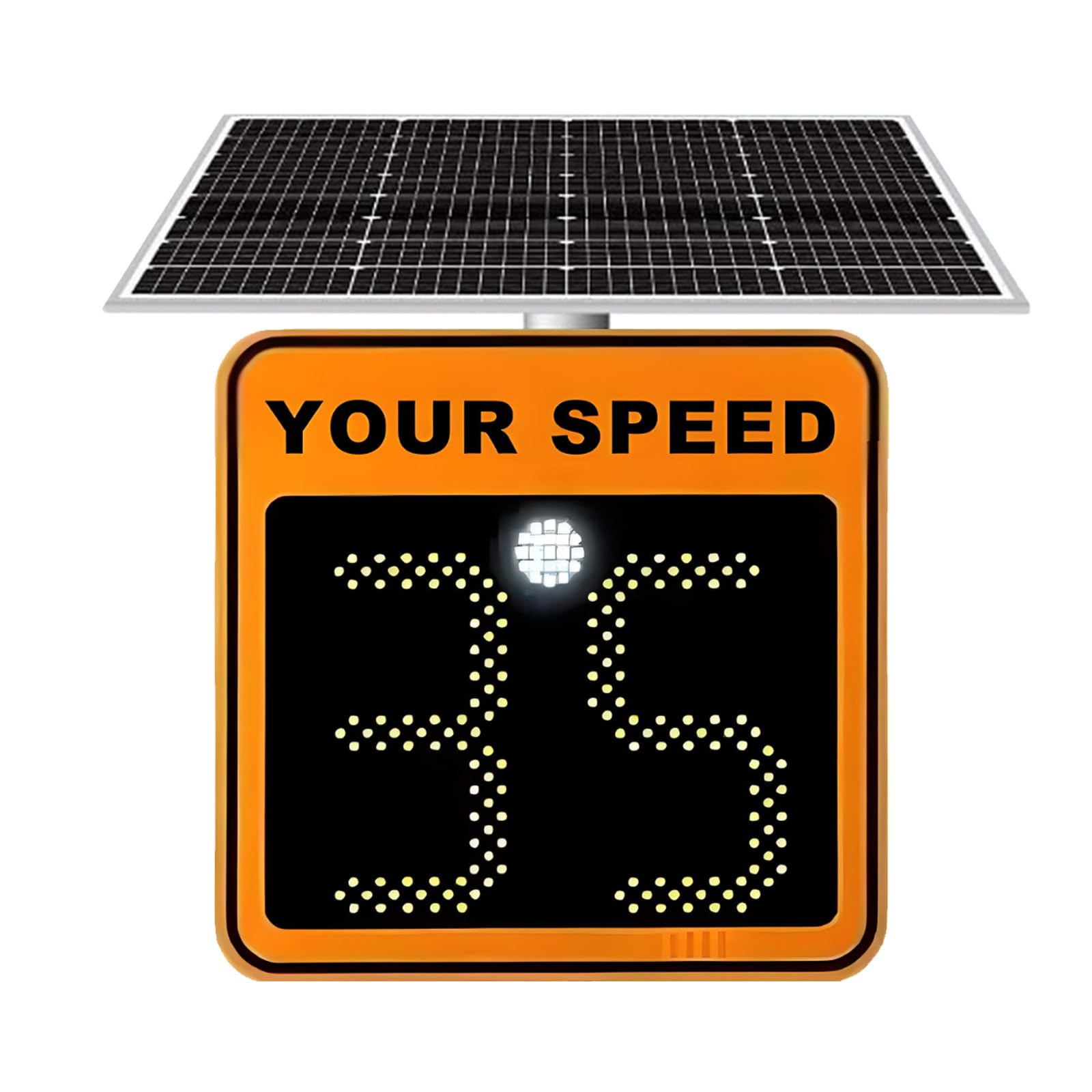 FHRKA 24" x24''Solar Powered Radar Feedback Sign,LED Radar Speed Limit Sign,Road Warning LED Speed Display Sign, Adjustable Speed Limit