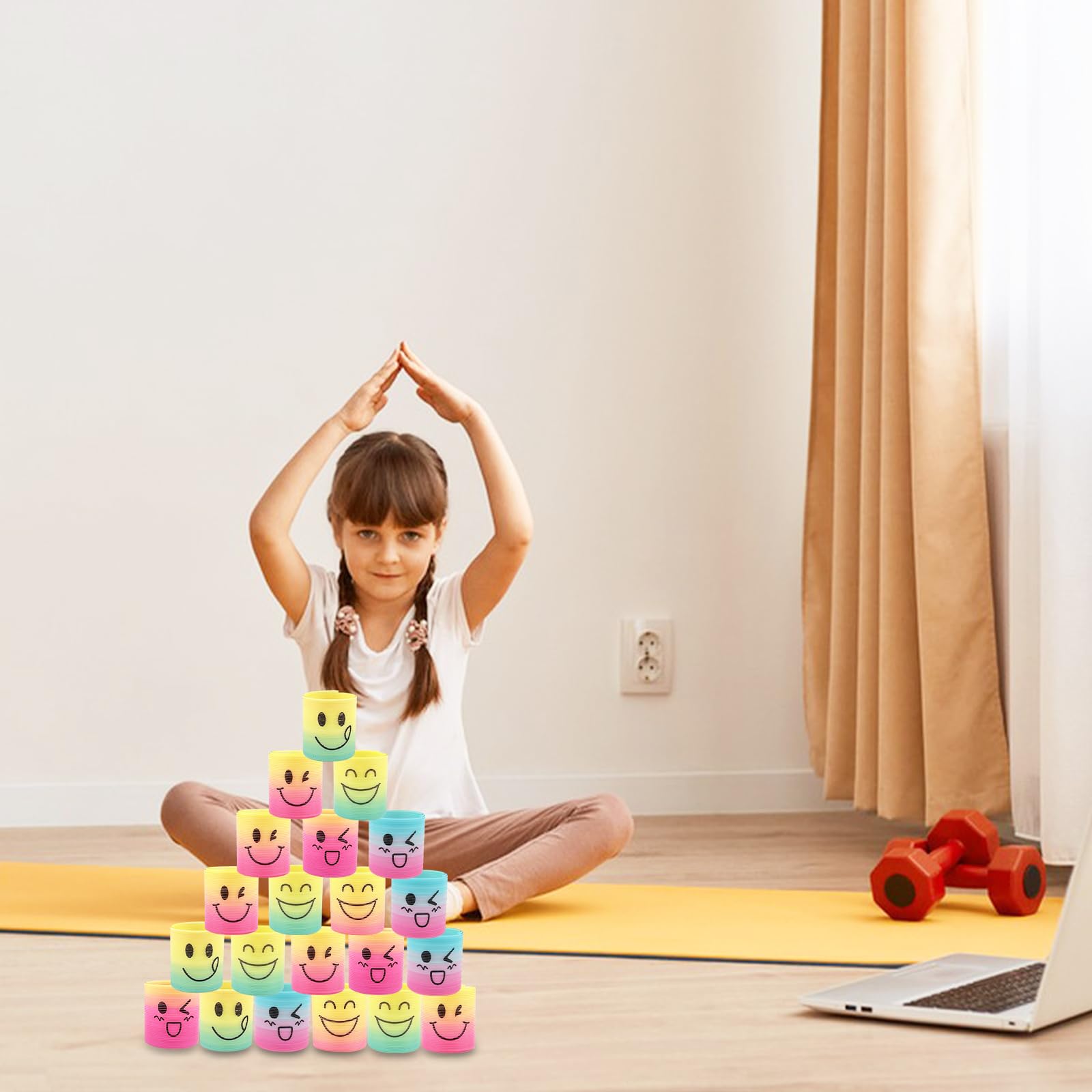Lectorias 30 Pezzi Gadget Compleanno Bambini, Molla Giocattolo per Bambini, Regalini Fine Festa Compleanno, Mini Smiley Springs, Rainbow Magic Spring per Bambini, Spirale Arcobaleno per Feste - 4