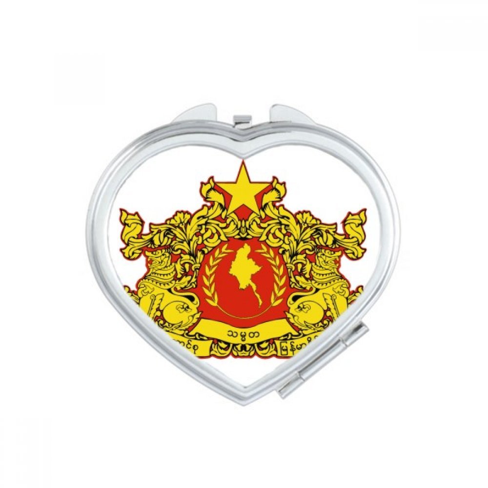 Miroir de poche Birmanie emblème national format cœur compact