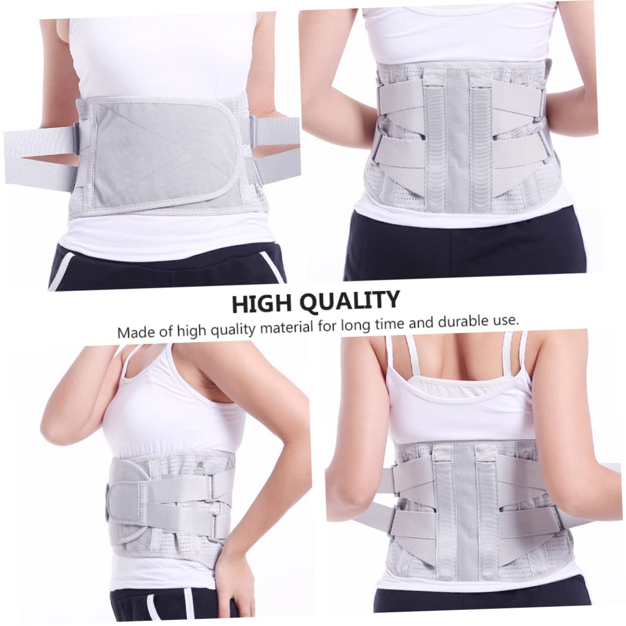 COLLBATH Back Therapy Personal Protective Belt Support Breathable Steels Plate Waist Support Belt Lumbar Brace Strap Gray s