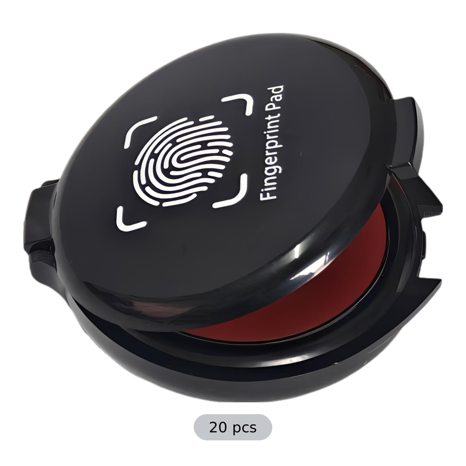 Juego de 20 almohadillas de tinta para huellas dactilares, almohadilla de tinta redonda de 1.9 pulgadas, impresiones rojas claras, almohadillas de sello portátiles fáciles de limpiar para huellas