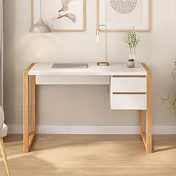 IDIMEX Escrivaninha Madeira Branca para Escritório 2 Gavetas Belinda Escrivaninha para Quarto 120 cm Freijó