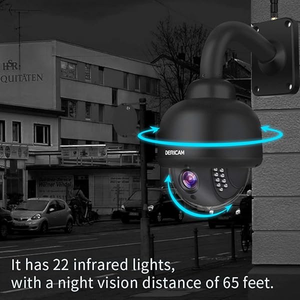 Telecamera di sicurezza IP Dericam PTZ WiFi telecamera esterna CCTV di sorveglianza 1080P zoom ottico 4X visione notturna rilevazione di movimento IP65 resistente allacqua nero
