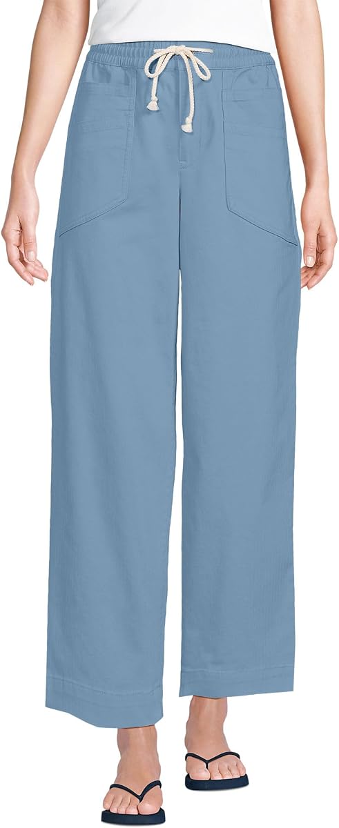 Lands' End Pantalones chinos de espiga de talle alto, relajados, rectos, con cordón para mujer