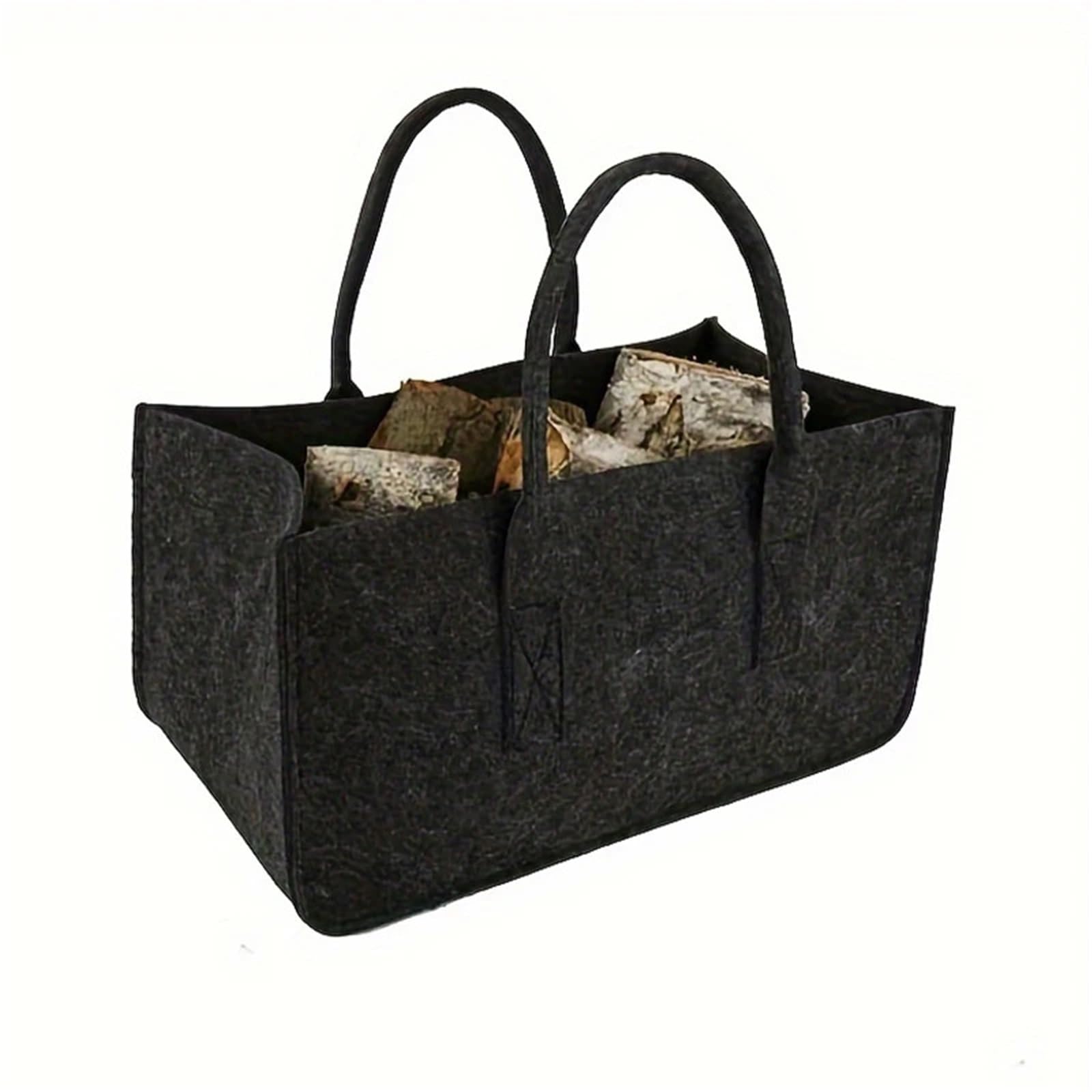 Felt Firewood Handbag Carrier Log Tote Bag Fireplace Holders Woodpile Fire Wood Carrying Storage Organizer For Wood(Dark Grey)