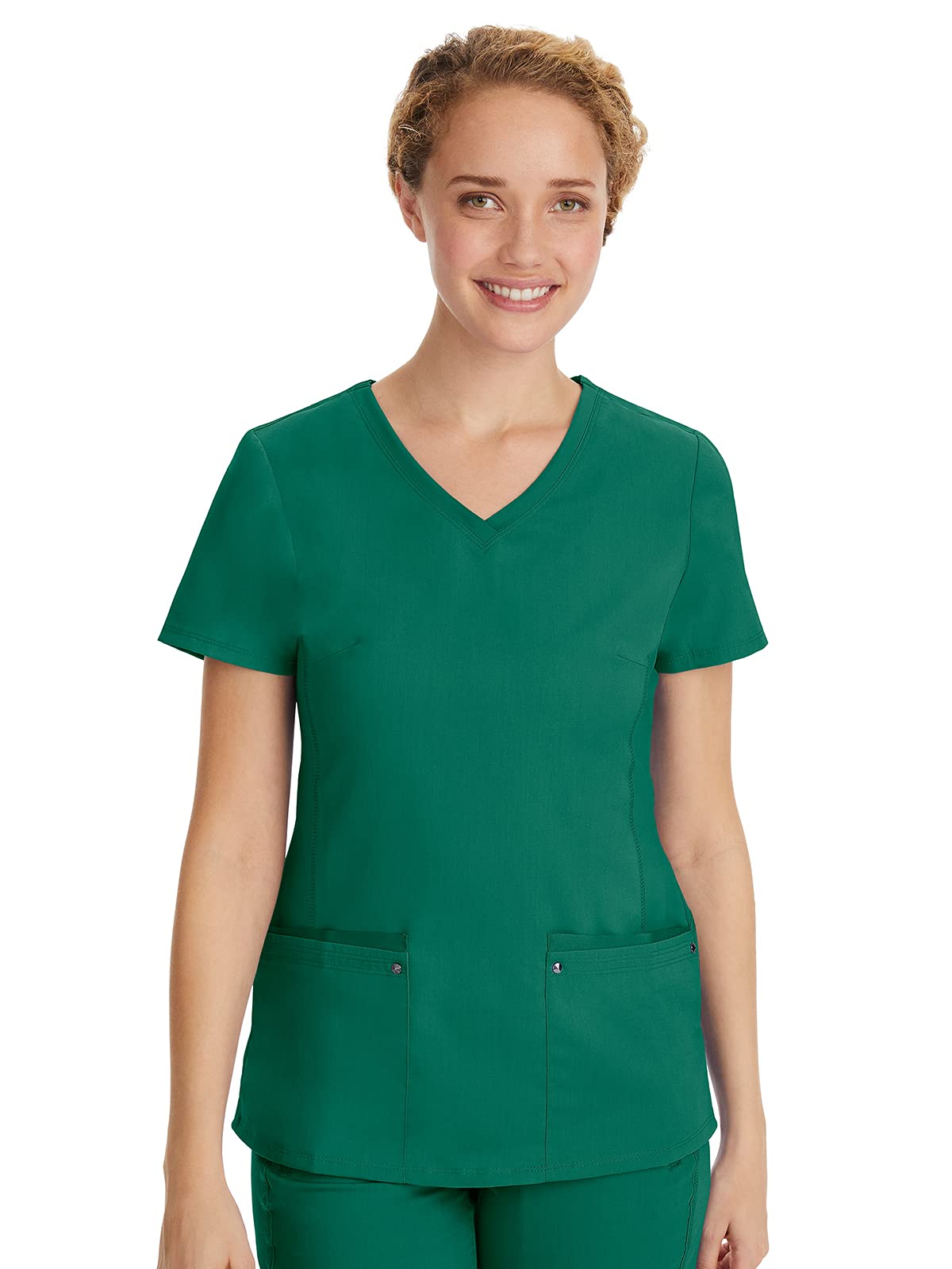 Healing Hands Women's Scrub Top V-Neck with 2 Pockets, 2-Way Stretch, and Yoga Knit Side Panels for Slim Fit- 2245