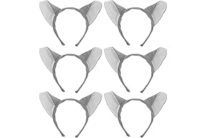 Lurrose 6-piece Grey Wolf Ears Headband Set for Costume Parties