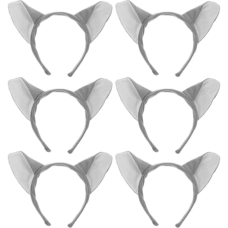 Lurrose 6-piece Grey Wolf Ears Headband Set for Costume Parties