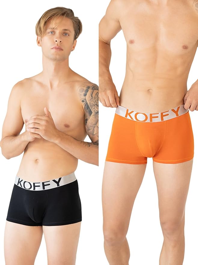 KOFFY Men’s Malleable Cotton Lycra Mini Trunk with Minus Cutting Pouch and Moisture Wicking Properties