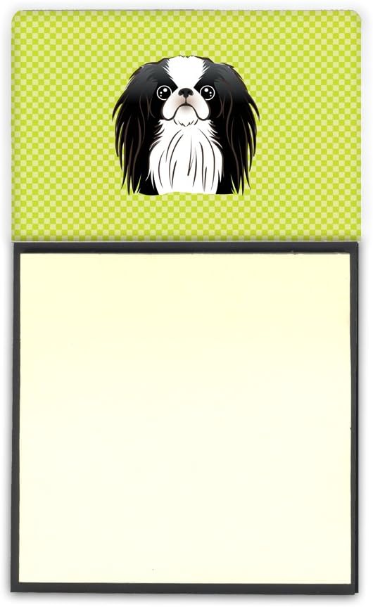 Caroline's Treasures Checkerboard Lime Green Japanese Chin Refillable Sticky Note Holder or Postit Note Dispenser, 3.25 by 5.5", Multicolor